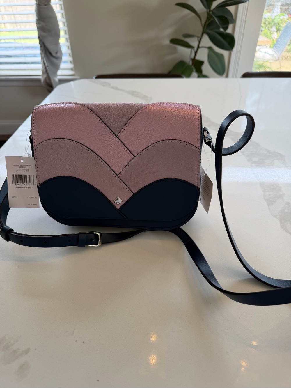 Kate Spade Nadine Medium Patchwork Flap Snap Shoulder Bag Petrol Multi Color NWT